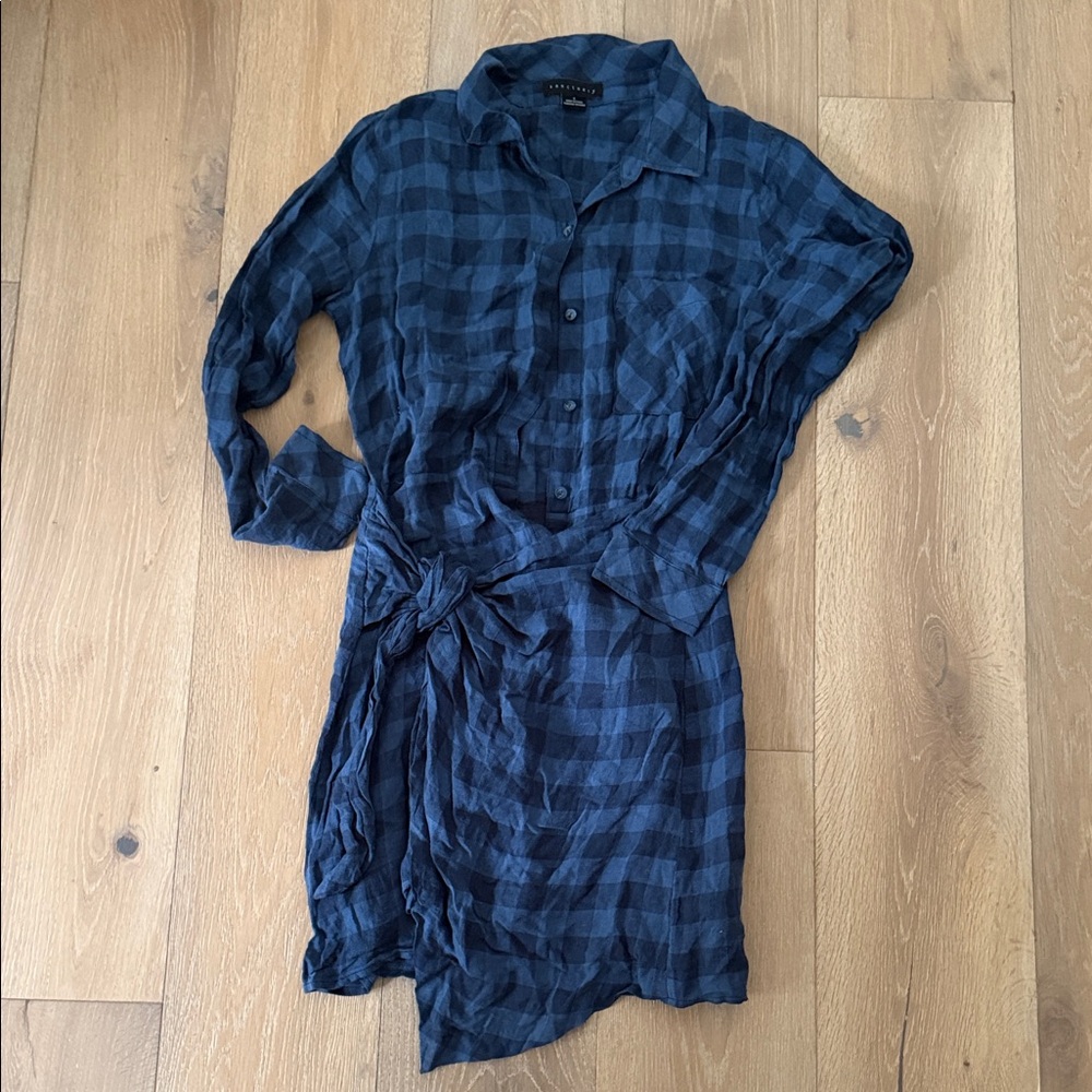 Sanctuary Blue Checkered Long Sleeve Dress